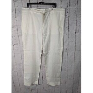 Island Importer‎ Natural Linen Riviera Pant Men L-32 Ivory Drawstring Casual